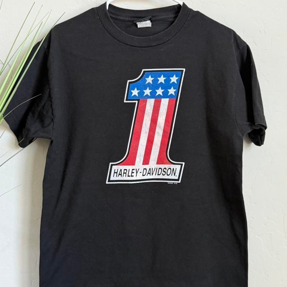 Harley Davidson Mens Number 1 Graphic T Shirt Visalia California Dealer Black M